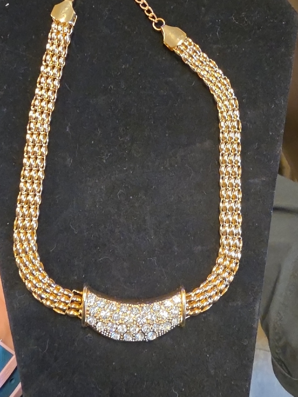 Gold-Tone Pavé Bar Multistrand Necklace